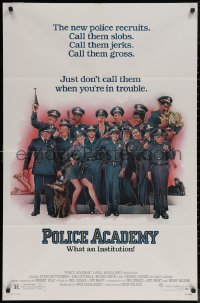 7d1082 POLICE ACADEMY 1sh 1984 Steve Guttenberg, Kim Cattrall, Drew Struzan police artwork!