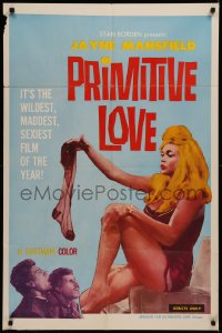7d1087 PRIMITIVE LOVE 1sh 1966 sexiest Jayne Mansfield stripping in front of shocked bellhops!