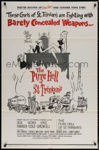 7d1095 PURE HELL OF ST TRINIAN'S 1sh 1961 English comedy, sexy artwork, barely concealed weapons!