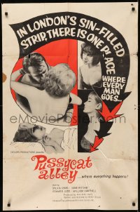 7d1098 PUSSYCAT ALLEY 1sh 1965 it's a sizzling, shocking, sin-filled place where every man goes!
