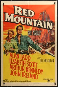 7d1113 RED MOUNTAIN 1sh 1952 artwork of Alan Ladd w/gun & pretty Lizabeth Scott!