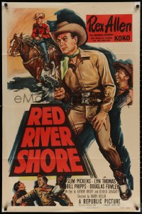 7d1114 RED RIVER SHORE 1sh 1953 cool full-length artwork of cowboy Rex Allen pointing gun!