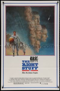 7d1124 RIGHT STUFF 1sh 1983 great Tom Jung montage art of the first NASA astronauts!