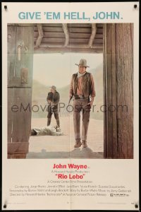 7d1126 RIO LOBO 1sh 1971 Howard Hawks, Give 'em Hell, John Wayne, great cowboy image!