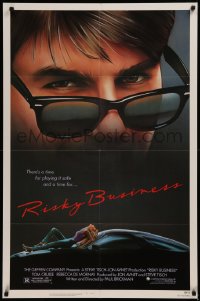 7d1128 RISKY BUSINESS 1sh 1983 classic c/u art of Tom Cruise in cool shades by Drew Struzan!
