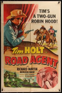 7d1130 ROAD AGENT 1sh 1952 Tim Holt, Richard Martin, Noreen Nash, cool western art!