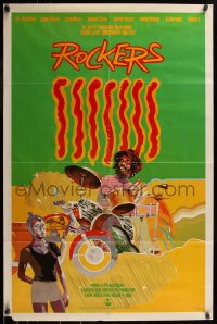 7d1136 ROCKERS 1sh 1980 Bunny Wailer, The Heptones, Peter Tosh, cool art of reggae drummer!