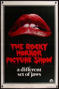 7d1140 ROCKY HORROR PICTURE SHOW int'l 1sh 1975 c/u lips image, a different set of jaws!
