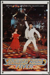 7d1158 SATURDAY NIGHT FEVER teaser 1sh 1977 best image of disco John Travolta & Karen Lynn Gorney!