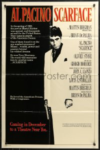 7d1162 SCARFACE advance 1sh 1983 Al Pacino as Tony Montana, De Palma, Stone, rare!