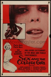 7d1169 SEX & THE COLLEGE GIRL 1sh 1964 John Gabriel, Luanna Anders, Julie Sommers, no holds barred!