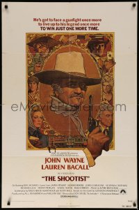 7d1181 SHOOTIST 1sh 1976 best Richard Amsel artwork of aging gunfighter John Wayne & cast!