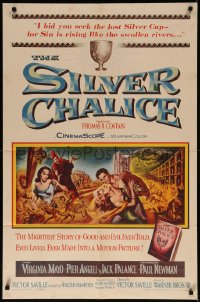 7d1189 SILVER CHALICE 1sh 1955 great art of Virginia Mayo & Paul Newman in his first movie!