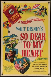 7d1206 SO DEAR TO MY HEART 1sh 1949 Walt Disney, Burl Ives w/guitar, a dilly-dally delight!