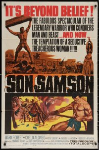 7d1211 SON OF SAMSON 1sh 1962 artwork of strongman Mark Forest, Italian!
