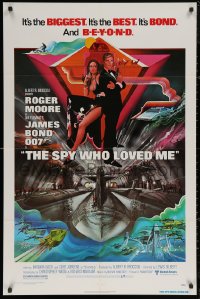 7d1222 SPY WHO LOVED ME 1sh 1977 great art of Roger Moore as James Bond by Bob Peak!