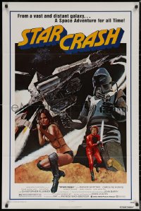 7d1232 STARCRASH 1sh 1979 great John Solie sci-fi art of sexy near-naked Caroline Munro!