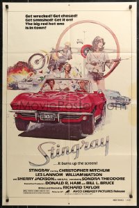 7d1237 STINGRAY 1sh 1978 cool art of Chevy Corvette car chase by John Solie!