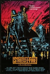 7d1243 STREETS OF FIRE 1sh 1984 Walter Hill, Michael Pare, Diane Lane, artwork by Riehm, no borders!