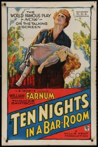 7d1262 TEN NIGHTS IN A BAR ROOM style B 1sh 1931 cool artwork of Farnum carrying little girl!