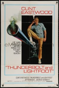 7d1276 THUNDERBOLT & LIGHTFOOT style C 1sh 1974 art of Clint Eastwood with HUGE gun by McGinnis!