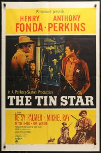 7d1279 TIN STAR 1sh 1957 cowboys Henry Fonda & Anthony Perkins, directed by Anthony Mann!