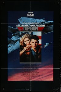 7d1286 TOP GUN 1sh 1986 great image of Tom Cruise & Kelly McGillis, Navy fighter jets!