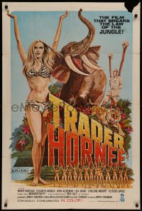 7d1289 TRADER HORNEE 1sh 1970 the film that breaks the law of the jungle, sexiest artwork!