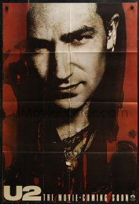 7d1300 U2 RATTLE & HUM teaser 1sh 1988 great super close-up image of Irish rocker Bono!
