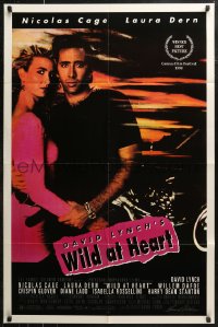 7d1344 WILD AT HEART 1sh 1990 David Lynch, Nicolas Cage & Laura Dern, a wild ride!