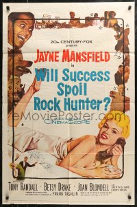 7d1349 WILL SUCCESS SPOIL ROCK HUNTER 1sh 1957 art of sexy Jayne Mansfield wearing only a sheet!