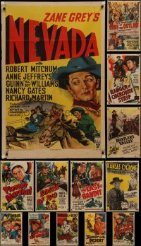 7f0217 LOT OF 13 FOLDED COWBOY WESTERN ONE-SHEETS 1940s-1950s great images from several movies!