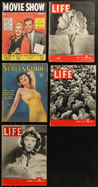 7f0366 LOT OF 5 MAGAZINES 1930s-1940s filled with great images & articles on celebrities & more!