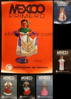 7f0690 LOT OF 6 UNFOLDED MEXICAN 20X28 TRAVEL POSTERS 1960s cool with cool artwork!
