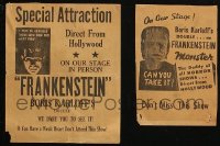 7f0069 LOT OF 2 SPOOK SHOW TRADE ADS 1950s both with great Frankenstein images!