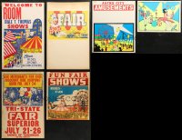 7f0691 LOT OF 6 UNFOLDED CIRCUS POSTERS 1950s-1960s colorful art with clowns, rides & more!
