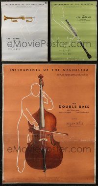 7f0679 LOT OF 3 UNFOLDED INSTRUMENTS OF THE ORCHESTRA ENGLISH 17X22 SPECIAL POSTERS 1940s cool!