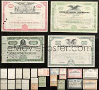 7f0415 LOT OF 16 STOCK CERTIFICATES 1920s-1960s shares from a variety of different businesses!