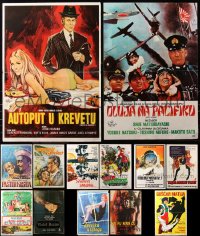 7f0562 LOT OF 13 FORMERLY FOLDED YUGOSLAVIAN POSTERS 1960s-1970s a variety of cool movie images!