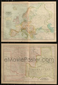 7f0388 LOT OF 2 BOOK PAGE MAPS 1897 all of Europe + Oklahoma & Indian Territory!