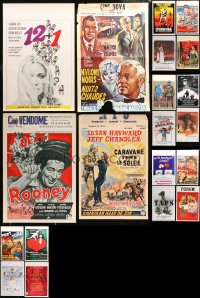 7f0550 LOT OF 20 FORMERLY FOLDED BELGIAN POSTERS 1950s-1980s great images from a variety of movies!