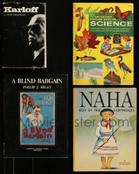 7f0378 LOT OF 4 HARDCOVER BOOKS 1957-1988 Karloff, Picture Book of Science, Naha, Blind Bargain!