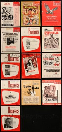 7f0329 LOT OF 13 BOX OFFICE 1973 EXHIBITOR MAGAZINES 1973 images & info for theater owners!