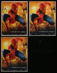 7f0422 LOT OF 3 SPIDER-MAN FACSIMILE SIGNED 8.5X11 COLOR PHOTOS 2002 Tobey Maguire as Spidey!