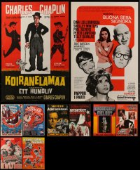 7f0608 LOT OF 13 MOSTLY UNFOLDED FINNISH POSTERS 1950s-1970s a variety of cool movie images!