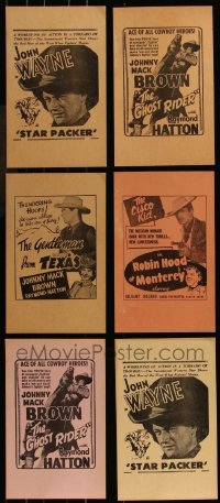 7f0391 LOT OF 6 7X11 COWBOY WESTERN LOCAL THEATER WINDOW CARDS 1940s John Wayne, Johnny Mack Brown!