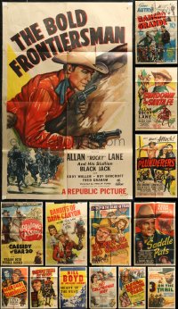 7f0216 LOT OF 14 FOLDED COWBOY WESTERN ONE-SHEETS 1940s are variety of cool movie images!