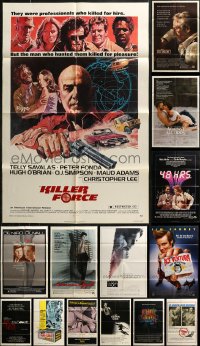 7f0209 LOT OF 16 FOLDED 1960S-90S NEO-NOIR CRIME COP DETECTIVE ONE-SHEETS 1960s-1990s cool images!