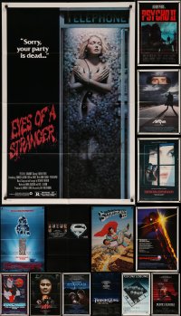 7f0203 LOT OF 17 FOLDED 1970S-90S HORROR/SCI-FI ONE-SHEETS 1970s-1990s cool scary movie images!