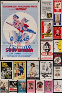 7f0626 LOT OF 49 FORMERLY TRI-FOLDED SEXPLOITATION ONE-SHEETS 1970s-1980s sexy images with nudity!